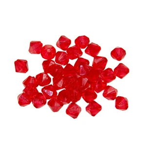 Tinted Medium Red Faceted Acrylic Bicone Craft Beads Jewely Making Spacers (6mm) - Picture 1 of 2