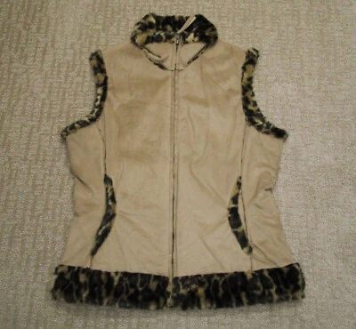 Cripple Creek Vest Women Medium Brown Western Leopard Print Lined Southwestern - Image 1 of 4