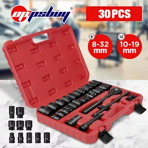30pcs 8-32MM Drive Deep Impact Socket 1/2" Metric Workshop Garage Tools Set Kit - Picture 1 of 14