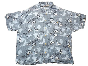 Y2K Mens Puritan Hawaiian Shirt Blue With Sailfish Size 3XL Button Up XXXL Ocean - Picture 1 of 9