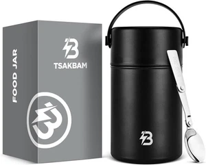Thermo für warme Speisen, 35 Unzen Mittagessen Suppe Essen Glas, breit 35 Unzen, schwarz  - Bild 1 von 9