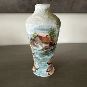 Vintage Royal Bayreuth Porzellan Gobelin Vase 7" strukturiert Gobelin Germany CHIP - Bild 1 von 10