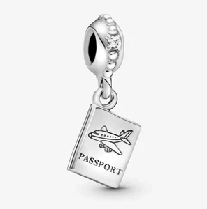 Authentic Pandora Sterling CZ Passport Logo Dangle Charm Bead Pendant 4Bracelet - Picture 1 of 20