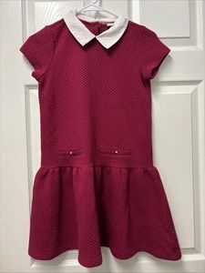 Janie and Jack Pink Quilted Dress with White Peter Pan Collar Girls Size 12 EUC - Picture 1 of 6