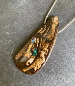 Collier/pendentif en argent 925 avec 1 opale boulder d'Australie, 50 cm - Imagen 1 de 13