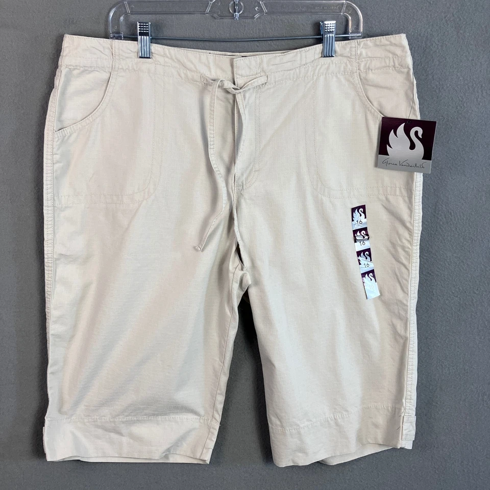 Женские шорты-бермуды Gloria Vanderbilt размер 16 цвет слоновой кости новые с ценниками - Изображение 1 из 4