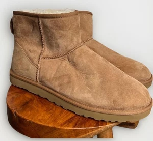 Ugg Boots Womens Chestnut Classic Mini Warm Shearling Lined Winter Size 17 UK 16 - Picture 1 of 13