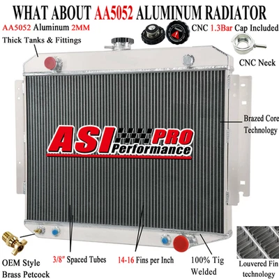 3 Row Radiator For DODGE D100 D150 D200 W100 W200 V8 5.2L 5.9L 1971-1979 CC889 - Изображение 1 из 4