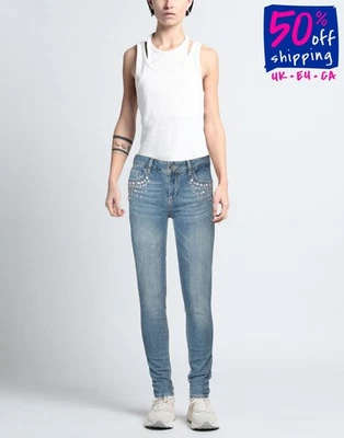 RRP €182 LIU JO Skinny Jeans W27 L30 Blue Stretch Rhinestones - Image 1 of 4