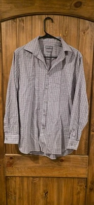Camisa de vestir Michael Kors ajustada para hombre M gris a cuadros manga larga abotonada Foto 1 de 4