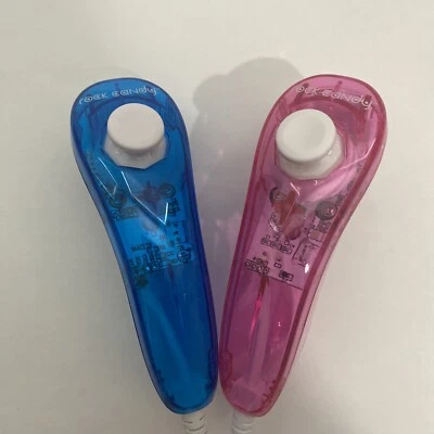 Lot Of 2 ROCK CANDY Nintendo Wii Nunchuck Transparent Blue & Pink - Image 1 of 4