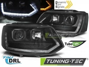 Scheinwerfer DRL LED Tagfahrlicht für VW T5 GP Facelift 10-15 Schwarz im T6 Look - Bild 1 von 1