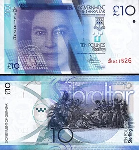 Gibraltar 10 Pounds 2016, UNC, P-36, Que II, Prefix A/AD - Picture 1 of 3