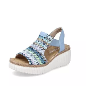 RIEKER 69172-91 Blue/Multi Knitted Wedge Sandal Save £15 On RRP - Picture 1 of 12