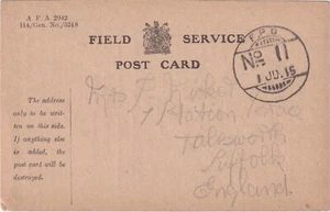 WW1 Halesworth Suffolk Card Cpl Nicker MACHINE GUN CORPS Killed in Action 1917 - Bild 1 von 3