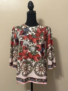 Silk twill shirt with majolica print - Picture 1 of 4