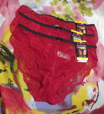 3 NEW MAIDENFORM DM0008 002 ALL STRETCH LACE TANGA PANTIES M/6 - Imagem 1 de 3
