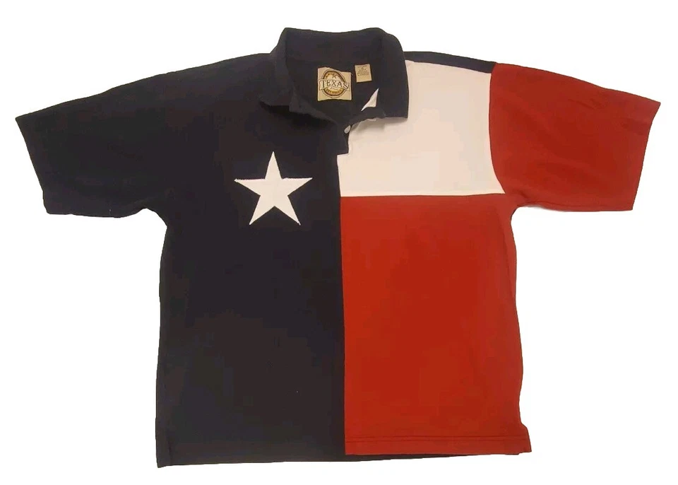 Vintage Texas Cotton Polo Shirt Mens Sz XL Texas Flag Embroidery Colorblock - Image 1 of 4