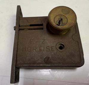 Vintage E-Z Mortise Brass And Iron Door Lock Assembly No Keys - Picture 1 of 7