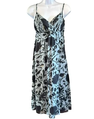 Vestido midi vintage The Limited azul babydoll cuello en V lechera seda talla 8 Y2K Foto 1 de 4