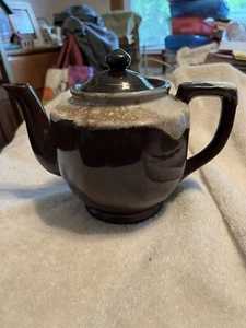 Teapot Japanese Redware Brown Betty Drip Glaze - Picture 1 of 7