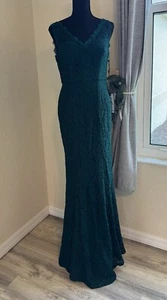ADRIANNA PAPELL Emerald Green Lace Full-Length Mermaid Dress SIZE 6 $219 NEW NWT - Picture 1 of 11