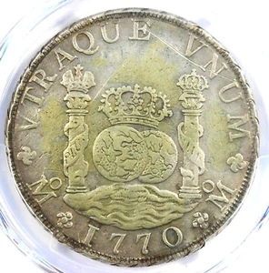 1770 Mexico Pillar Dollar 8 Reales Silver Coin (8R) - Certified PCGS XF Details - Picture 1 of 4
