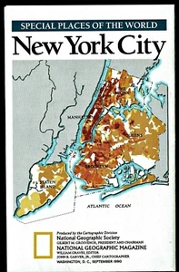 1990-9 September MANHATTAN & NEW YORK CITY NYC National  Geographic Map EUC- A3+ - Picture 1 of 4
