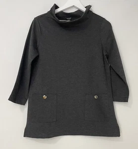 Top Ann Taylor nuovo con etichetta manica 3/4 collo cappuccio grigio taglia small - Foto 1 di 5