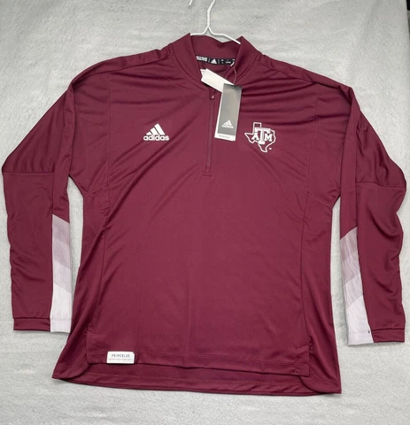 Adidas Texas A&M Aggies NCAA Maroon Long Sleeve Jersey 1/4 Zip Jacket WOMEN'S LG Cover