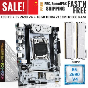 X99 K9 Motherboard Xeon E5 2690 V4 LGA 2011-v3 16GB DDR4 2133 MHz ECC RAM M.2 - Picture 1 of 13