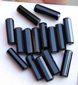 40.90 Cts Natural Black Onyx Cushion Cut Beads Gemstone Faceted Wholesale Lot - Picture 1 of 2