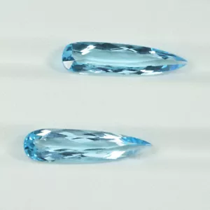 9.89Cts Amazing Fire Natural Aqua color Topaz Long Pear Pair...!!!!! - Picture 1 of 2