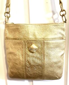 Vintage designer bag, gold tone genuine leather, Tommy Hilfiger