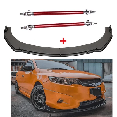 Carbon Fiber Front Bumper Lip Spoiler Splitter Strut Rods For Kia Forte Body Kit Foto 1 de 4