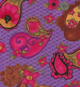 Fabric Loralie Harris Purple n Pink Paisley Print 100% Cotton 43/44" wide BTY - Picture 1 of 1