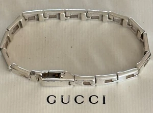 Gucci G Link Bracelet Sterling Silver 925  6  7/8" Made in Italy Gucci Size 17 - Picture 1 of 5
