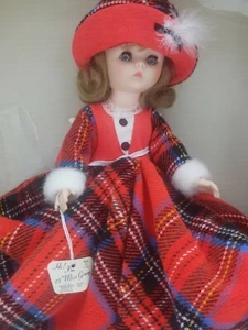 Vintage Miss Ginny Vogue Doll 15" Plaid Winter Dress Feathered Hat - Picture 1 of 7
