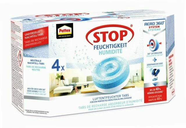 Pattex Aero 360 Luftentfeuchter-Nachfülltabs 50m³ 4x450g