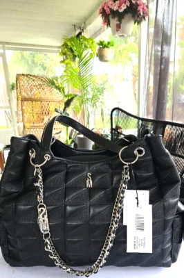 Steve Madden Quilted Black Hobo Tote NWT – Viral Fall Travel Bag w/ Chain Accent - Image 1 of 4