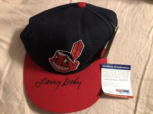LARRY DOBY SIGNED CLEVELAND INDIANS FITTED NEW ERA CAP HAT PSA DNA CHIEF WAHOO - Picture 1 of 14