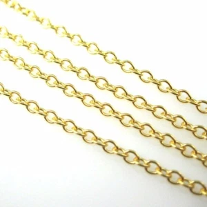 Gold Plated Sterling Silver Chain,Unfinished Vermeil Bulk Chain, 2mm Cable Chain - Picture 1 of 5