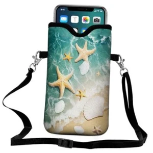 Universal Neoprene Cell Phone Pouch 7.1 X 4 in One Size Beach Starfish Shells - Picture 1 of 7