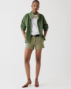 J.Crew Womens 4" Stretch Chino Short in Olive Sand Army Green Size 10 NWT - Picture 1 of 10