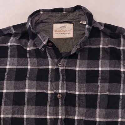 Weatherproof Buffalo Check Flannel Casual Button Shirt Mens Size XL Gray Black - Image 1 of 4