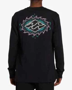 BILLABON CRAYON WAVE MENS LONG SLEEVE GRPHIC T SHIRT BLACK L NWT - Picture 1 of 6