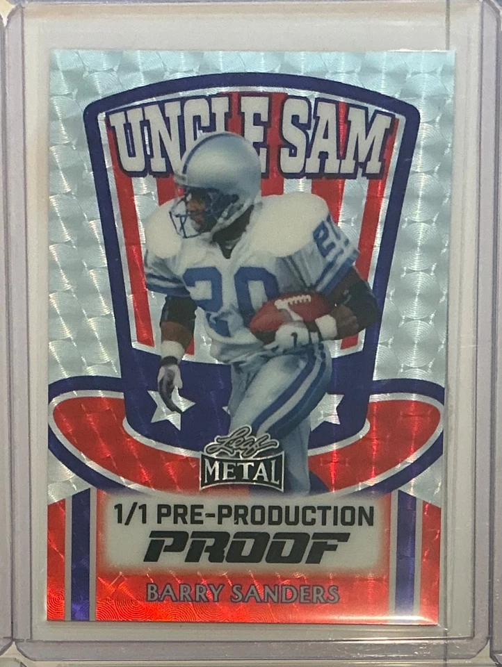 Hoja Día de la Independencia 2025 Barry Sanders Super Prismático Plata Prueba 1/1 Foto 1 de 1