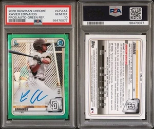2020 Bowman Chrome 1st Green Refractor Xavier Edwards RC Rookie AUTO /99 PSA 10 - Picture 1 of 3