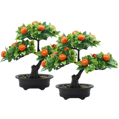  2 Pcs Artificial Bonsai Tree Fruit Decor Plants Decoration Decorative - Image 1 of 4