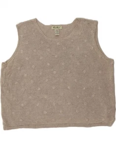 EDDIE BAUER Womens Vest Tank Top UK 20 2XL Grey Floral Linen AK02 - Picture 1 of 3
